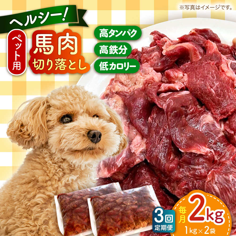 【ふるさと納税】【全3回定期便】ペット用 馬肉 切り落とし 約2kg （1kg×2袋） 犬 わんちゃん 肉 馬肉 ドッグフード ペットフード タンパク質 鉄分 ヘルシー 熊本 生馬肉 生肉 小型犬 大型犬 ペット用 切り落とし 冷凍【五右衛門フーズ 本店】[AYCT002]
