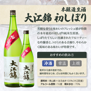 日本酒（生酒）大江錦初しぼり720ml×1本　 009-014