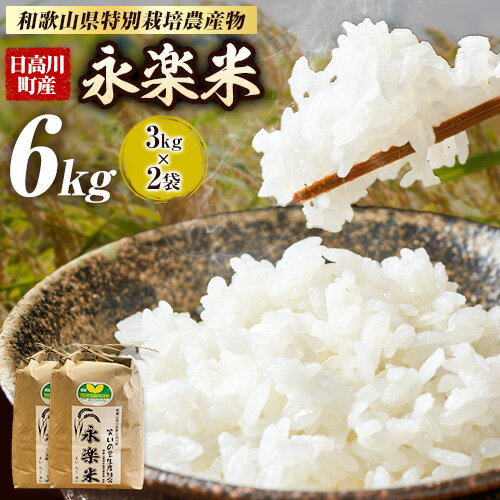 【ふるさと納税】米 日高川町産 永楽米 約 6kg ( 3kg × 2袋 ) にじのきらめき 笑いの里生産組合《30日以内に出荷予定(土日祝除く)》和歌山県 日高川町 和歌山県特別栽培農産物 米 お米 ご飯 おにぎり えいらくまい 国産 送料無料