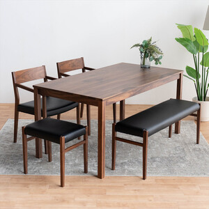 DT01 DC02 BC01 ST01 5点 ダイニングセット ウォールナット オールマイティブラック テーブル 椅子 ベンチ スツール