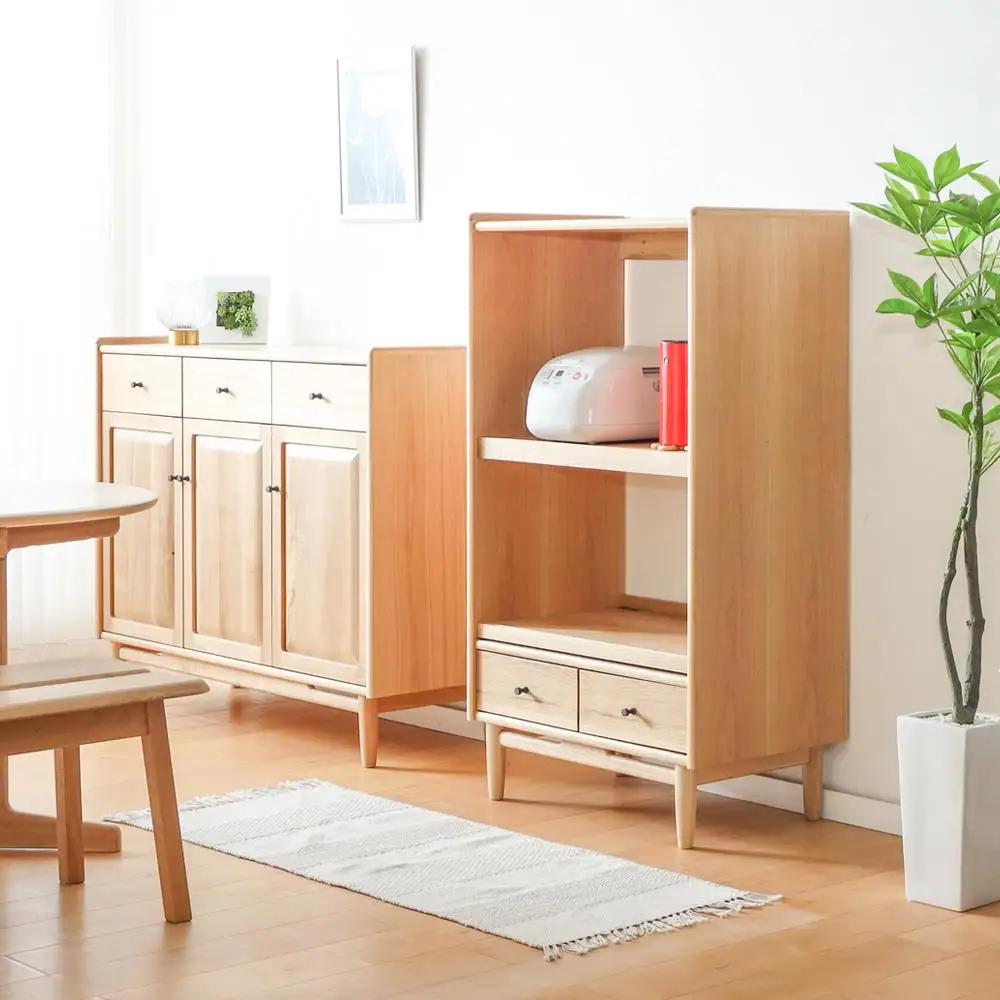 旭川家具 MUKU工房オリジナル ジャム レンジ台 北海道ナラ 【 国産 無垢 インテリア 木製 収納 ナチュラル キャビネット レンジ台 レンジボード キッチン 北海道 】 _04574