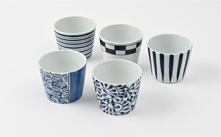 【波佐見焼】 和福 マルチカップ 5柄セット そば猪口 オリジナル 縁起もの【福田陶器店】[PA385]