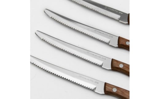 木柄ステーキナイフ4本セット/ハンドル木目調　食洗機不可　日本製　切れ味抜群