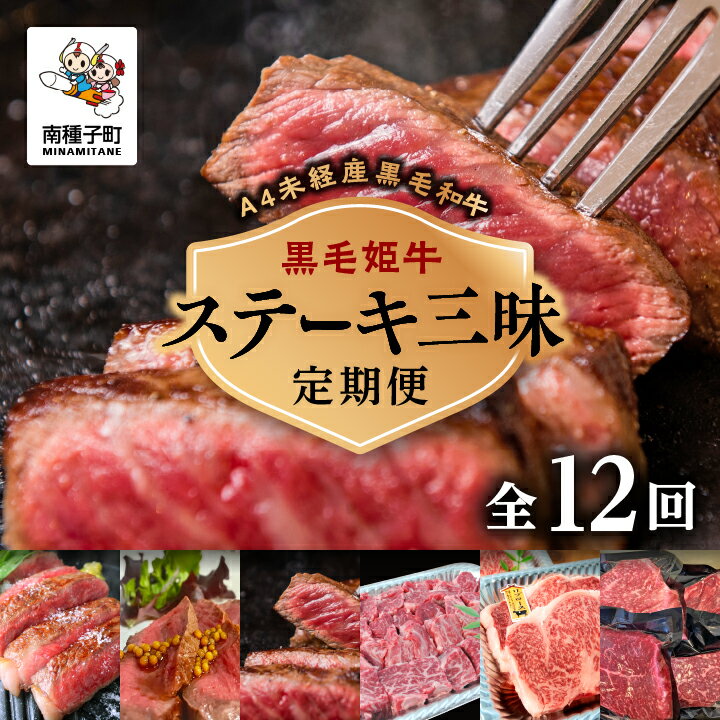 【ふるさと納税】 《 定期便 全12回 》 ステーキ 三昧 牛 牛肉 黒毛和牛 定期 サーロイン フィレ モモ 父の日 敬老の日 食品 グルメ お取り寄せ おすそわけ 人気 おすすめ ギフト 返礼品 南種子町 鹿児島 かごしま 【Kitchen 姫ファーム】