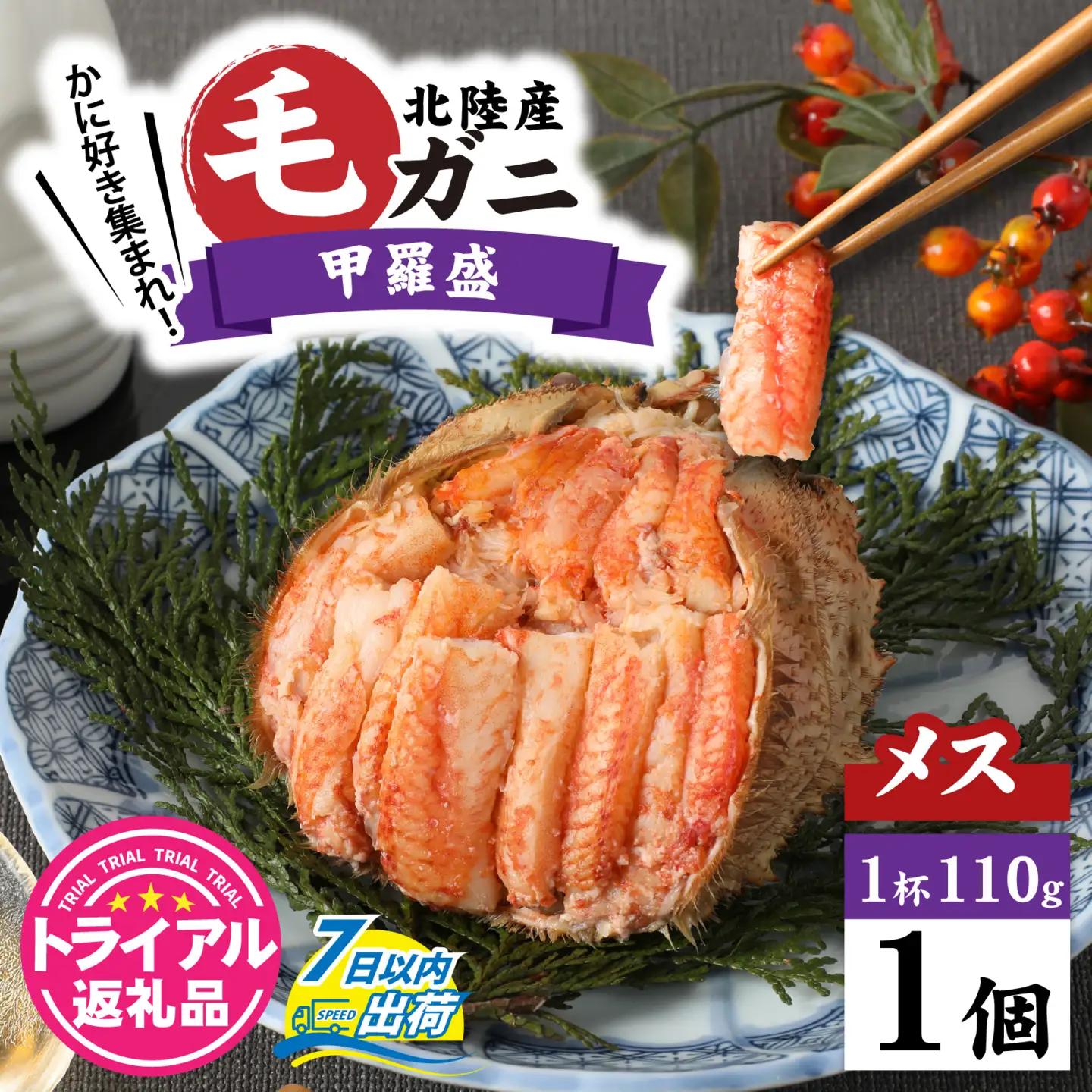【トライアル返礼品】蟹好き集まれ！北陸産メス毛ガニ 甲羅盛【メス甲羅盛110ｇ前後】【訳あり】 [A-096004] / 甲羅盛り