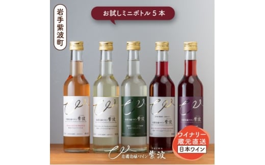 自園自醸ワイン紫波 甘口・辛口ワイン ミニボトル 飲み比べ5本セット【1688297】