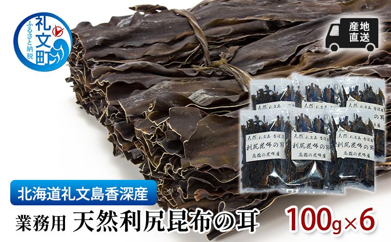 北海道 礼文島  香深産  業務用 産地直送天然利尻昆布の耳 100g×6 昆布 だし 