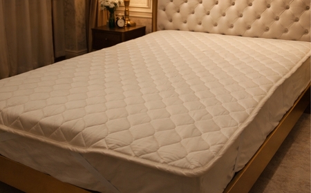 【ワイドダブル】フランスウール 混SEK 抗菌 防臭 わた ベッドパッド (155×200cm) W50BP-WD | 寝具 睡眠 快適 熟睡 吸湿 ベッド 無地