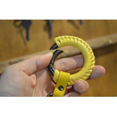 ふるさと納税 大木町 国産ヌメ革のサークルキーリング/イエロー　BK015