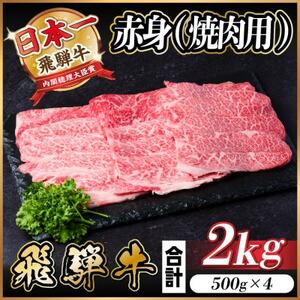 飛騨牛　厳選赤身　焼肉　2kg(500g×4)　A4～A5等級　黒毛和牛　BBQ用　小分け_肉 焼肉 牛肉 やきにく ヤキニク バーベキュー  肉 飛騨牛 牛肉 うし ビーフ_【配送不可地域：離島】【1543760】