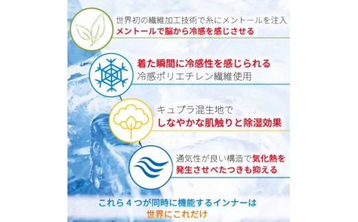 肌冷乾(はだれいかん)HADAREIKAN インナー／接触冷感 夏対策 汗対策 シャツ 肌着 サイズS