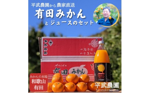
                  農家直送！有田みかん（約3kg訳あり≪サイズ混合≫）とジュースのセット 平武農園 ～蛍飛ぶ町から旬の便り～
                