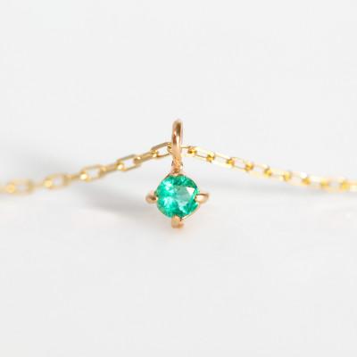 ふるさと納税 大津市 【10金 5月誕生石 エメラルドネックレス】大人シンプル 華奢見えチェーン 天然石 一粒ペンダント |  | 02