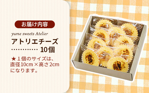 アトリエチーズ10個入り【チーズケーキ ケーキ クリームチーズ 美味しい おやつ お菓子 スイーツ ギフト 贈り物 おもてなし ご自宅用 島根県 安来市】【価格変更】【17-YA-07】