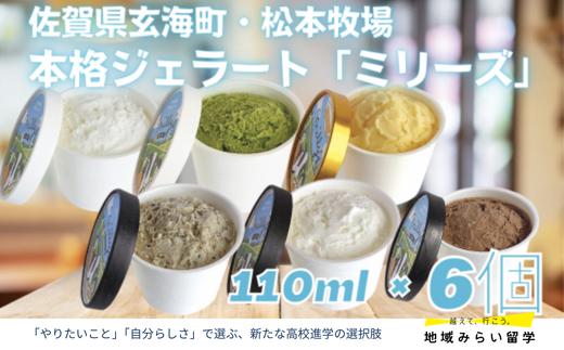 
                  【セット】本格ジェラート「ミリーズ」110ml×6(ミルク・抹茶・黒ごまきなこ・みかん・バニラ・チョコ)
                