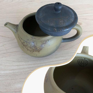 三代片山白山作 緑泥藻がけ茶銚（木） 陶器 常滑焼 やきもの お茶 茶器 急須 茶道具 日本茶 食器 和 伝統工芸 工芸品 陶製茶こし 日本六古窯 名工 キッチン雑貨 キッチン用品 日用品 ティーポッ