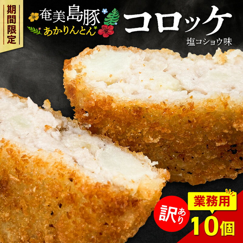 【ふるさと納税】 訳あり 奄美島豚 あかりんとん コロッケ 業務用 塩コショウ味 10個 期間 限定 ワケアリ わけあり 肉 豚肉 ブランド豚 揚げるだけ 手軽 簡単 惣菜 レトルト 冷凍 加工食品 おかず おいしい カイセイ 鹿児島 奄美市 おすすめ ランキング プレゼント