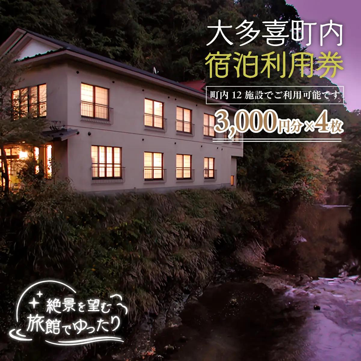 W04007 大多喜町内宿泊利用券3000円分 4枚/ 旅館でゆっくり宿泊利用券 千葉県宿泊利用券 ふるさと納税宿泊利用券