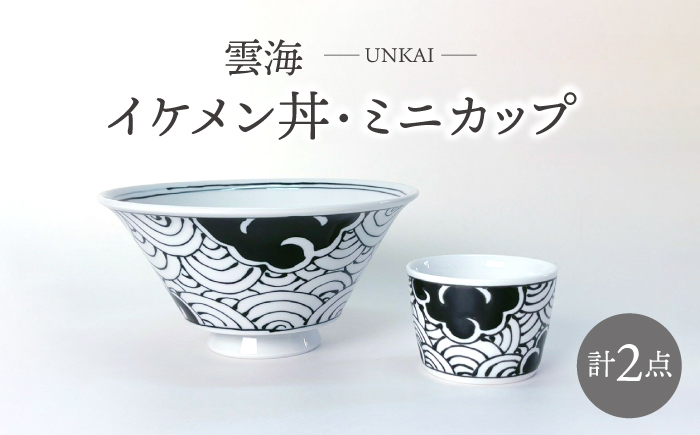 
            【波佐見焼】雲海 イケメン丼・ミニカップ 2点セット 食器【大新窯】 [DC155]
          