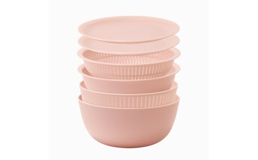 米とぎにも使える ザル ボウル 6点セット LBK-10 ピンク ／ キッチン用品 調理器具 耐熱 重ねて収納 コンパクト ライクイット like-it 奈良県 葛城市【like021-5】_イメージ