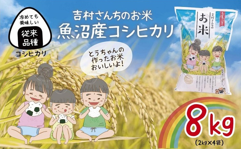 
            ｜従来品種｜ 魚沼産 コシヒカリ 2kg ×4袋 計8kg 米 こしひかり お米 コメ 新潟 魚沼 魚沼産 白米 送料無料 新潟県産 精米 産直 農家直送 お取り寄せ 吉村さんちのお米 新潟県 十日町市
          