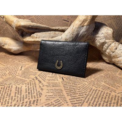 ふるさと納税 栗東市 蹄鉄付きカード・名刺入れ(マチなし)ブラック