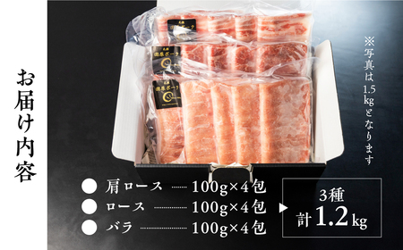 【6回 定期便】国産 豚肉 食べ比べ 400g × 3 計 1.2kg しゃぶしゃぶ用 ロース 肩ロース バラ 冷凍 田原ポーク 小分け 100g ずつ 個包装 定期便