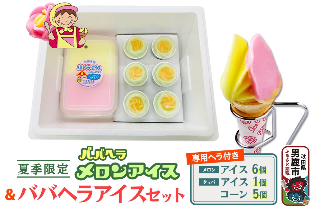 ババヘラ・メロンバラ盛りカップ＆タッパアイスセット【進藤冷菓】 ご当地アイス|23_sdr-040101