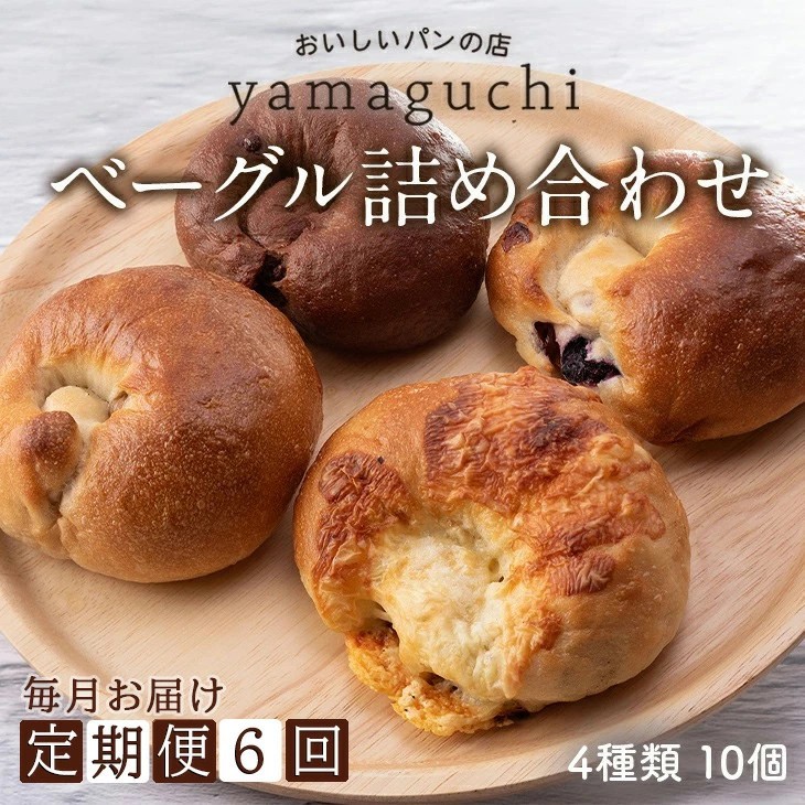 
                  【6回定期便】4種類のベーグル10個詰合せ 毎月お届け｜食べ比べ ベリー キャラメル チョコレート チーズ

                