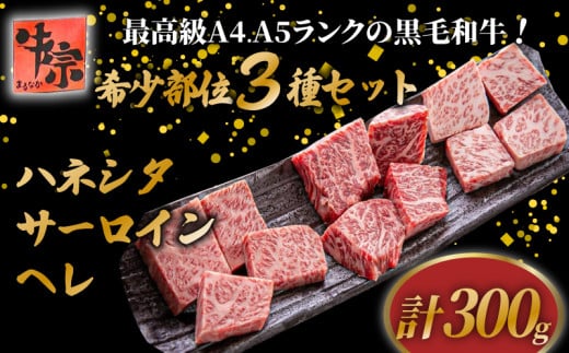 黒毛和牛 希少部位 3種類 セット 計300g ハネシタ サーロイン ヘレ たれ漬け 焼肉 A4ランク A5ランク  牛肉 和牛 牛 肉 お肉 おにく 国産 特製 タレ たれ 冷凍 小分け お弁当 おかず 夕ご飯 家庭 家庭用 惣菜 お惣菜 料理 調理 人気 おすすめ 京都 八幡 老舗 丸中精肉店 牛宗まるなか お正月 年末 年始 新年