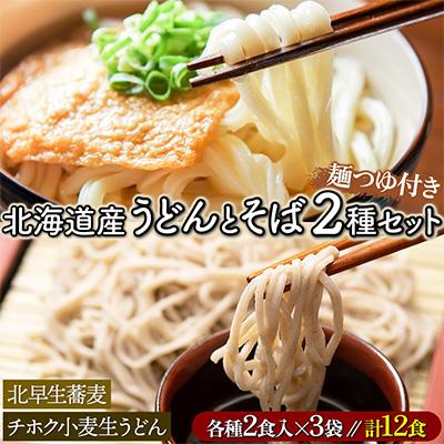 ふるさと納税 登別市 【毎月定期便】N北海道産うどん・そば計12食セット全3回