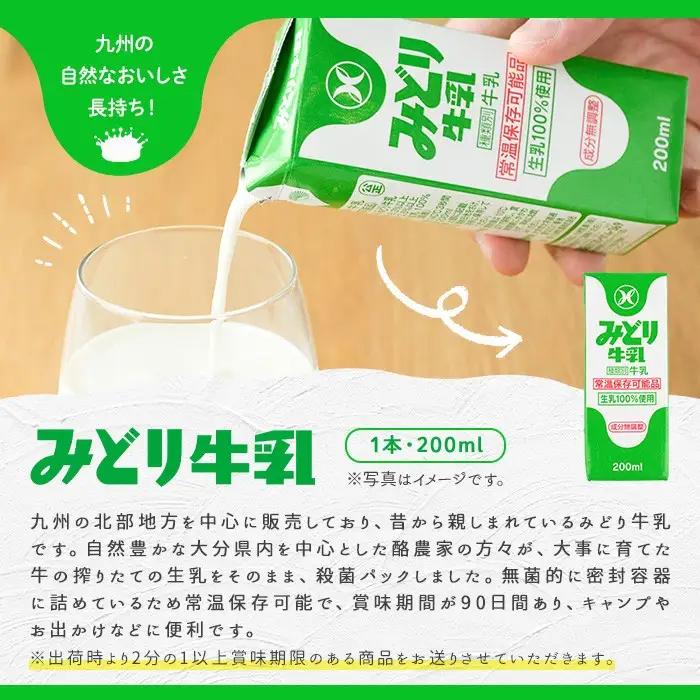 【定期便・全6回(隔月)】みどり牛乳(200ml×48本×隔月6回) 定期便 常温 保存 ミルク 生乳 長期保存 ロングライフ 乳製品 防災 災害 備蓄【215700301】【九州乳業】