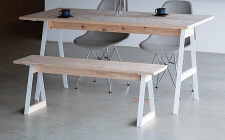ベンチ 無垢材 ひのき kinari Bench(キナリ ベンチ)  White【幅120cm×奥行32cm】 M-mp-A64A