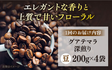 スペシャルティ コーヒー豆 自家焙煎 深煎り グアテマラ 200g×4 定期便6ヶ月【サードウェーブ ギフト プレゼント お中元 お歳暮】