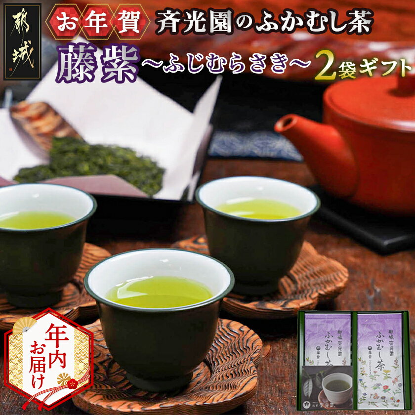 【ふるさと納税】【年内お届け】【お年賀】斉光園のふかむし茶藤紫【ふじむらさき】2袋ギフト≪2025年12月15日〜31日お届け≫ - 茶葉 藤紫 100g×2袋 深蒸し茶 期間限定 年内発送 年内配送 年末配送 送料無料 AA-C309-HNY【宮崎県都城市は2年連続ふるさと納税日本一！】