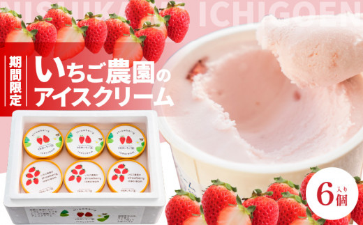 数量限定！いちご農園のアイスクリーム６個パック 　お土産 手土産 贈り物 ギフト プレゼント AM-0007