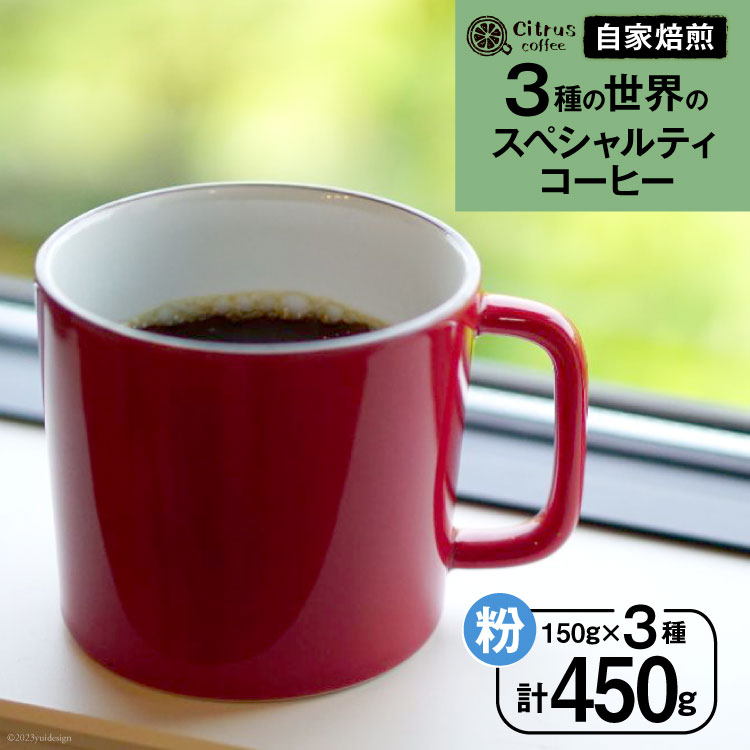【ふるさと納税】 コーヒー 世界の3種 スペシャルティコーヒー 飲み比べ セット【粉】150g×3種 計450g [Citruss Coffee 長崎県 雲仙市 item1788] 珈琲 飲み比べ セット
