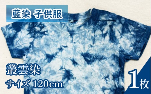 Tシャツ 藍染 子供服 叢雲染め 120cm 選べる模様 叢雲 巻き上げ シャツ 服 小物 阿波 藍染め 阿波藍 天然藍 伝統 技術 民芸 工芸 日用品 おしゃれ ファッション 家庭用 プレゼント ギフト 国産 徳島県 三好市 みよし AO みっつの夢