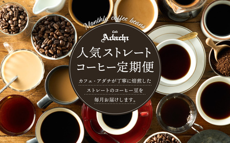【定期便】関市　コーヒー豆　カフェアダチ　コクのある　厳選ストレートコーヒー　６ヶ月定期便　１００g/カフェアダチ　珈琲　コーヒー　自家焙煎　COFFEE　焙煎　豆　粉にもできます　