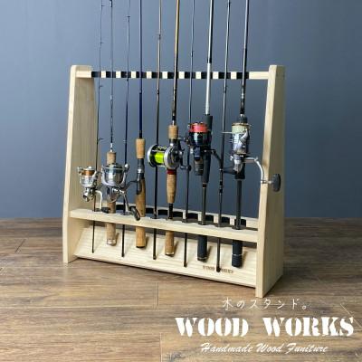 ふるさと納税 横手市 WOOD WORKS ロッドスタンド19本掛け 本体カラー:ナチュラル/フェルトカラー:ブラック