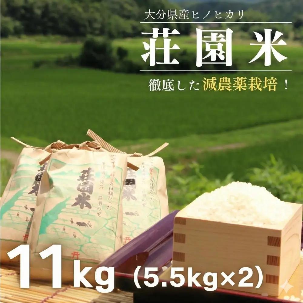 荘園米 玄米 11kg（5.5kg×2袋）　ヒノヒカリ（精米後約 5.5kg×2袋） | 豊後高田市