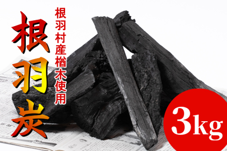 パワフルな火力と火持ちの良さ　南信州根羽産 こだわりの炭 3kg×1袋