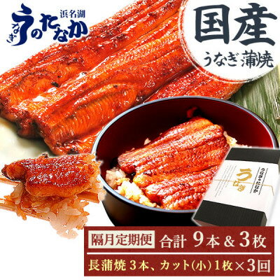 【ふるさと納税】【2ヵ月毎定期便】浜名湖・うなぎのたなかの国産鰻長蒲焼3本、カット小1枚※1回分約595g全3回_ 鰻 うなぎ 定期便 国産 蒲焼 浜名湖 老舗 人気 おすすめ 送料無料 贈答 ギフト 冷凍 うなぎのたなか 【配送不可地域：離島】【4059971】