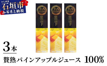 贅熟 石垣島産パインアップルジュース(100%)  500ml 3本