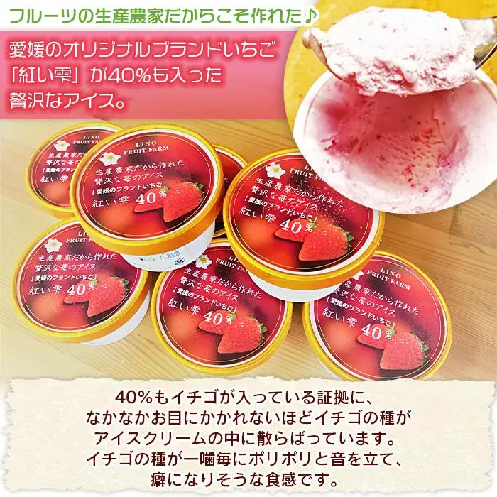 愛媛オリジナルブランドいちご「紅い雫」が40％も入った贅沢アイス（10個セット） URK0004
