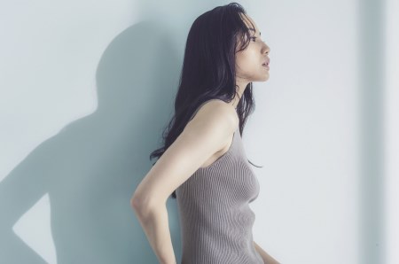 aroundsea WOMENS リブニットタンクトップ 前後Vネック【Lサイズ／モカ】 [VC01175]