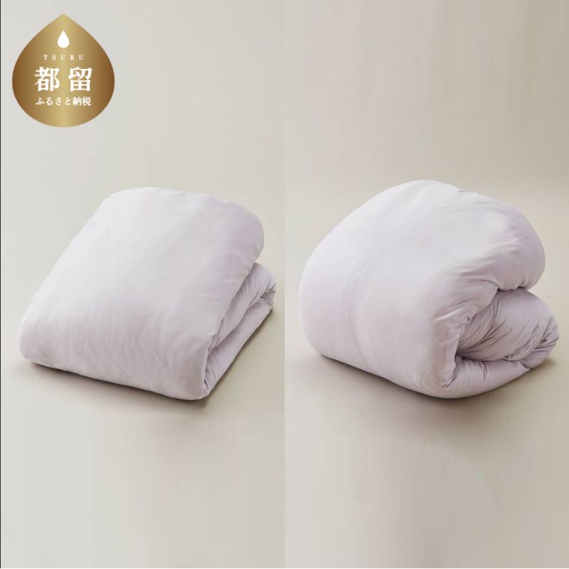 【ふるさと納税】夏にぴったり！　とろける羽毛ふとん［セミダブル］合掛けふとん専用カバー付き・［セミダブル］肌掛けふとん専用カバー付き/プラチナ