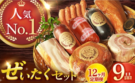 【12回定期便】ハム詰合せ ぜいたく9品/雪の浦手造りハム[EAM031] はむ つめあわせ ハム国産 ハムソーセージ 詰め合わせ 人気 詰合せ ロースハム ボンレスハム 定期便
