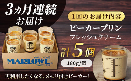 【全3回定期便】葉山ビーカープリン　北海道 フレッシュクリームプリン（180g）×5個 セット【マーロウ】[AKAF062]