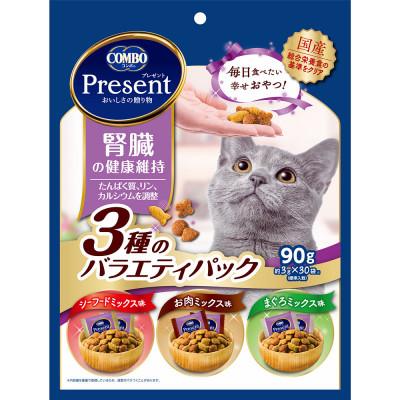 ふるさと納税 袋井市 【キャットフード】日本ペットフード　コンボプレゼント猫おやつ　腎臓健康3種バラエティP　90g×15